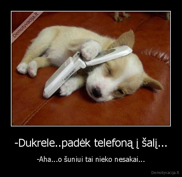 -Dukrele..padėk telefoną į šalį...