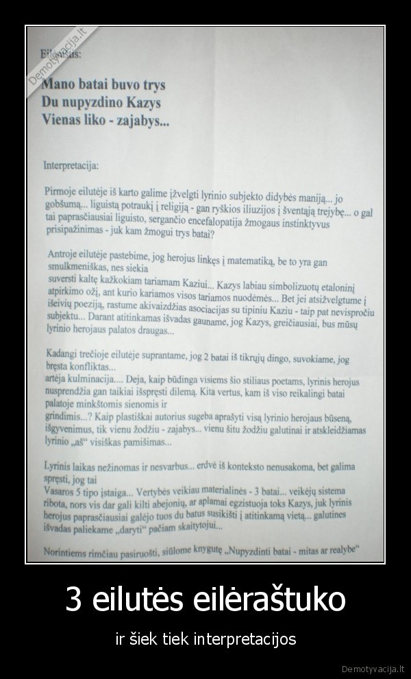 3 eilutės eilėraštuko