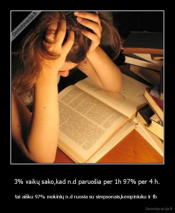 3% vaikų sako,kad n.d paruošia per 1h 97% per 4 h.