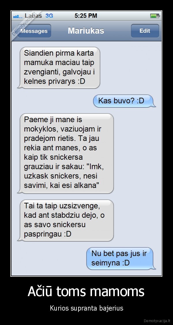 sms, apie, mama,snickers, reklama