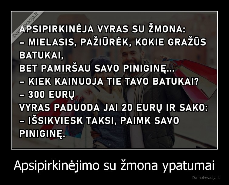 apsipirkinejimas,zmona,vyras,pinigai