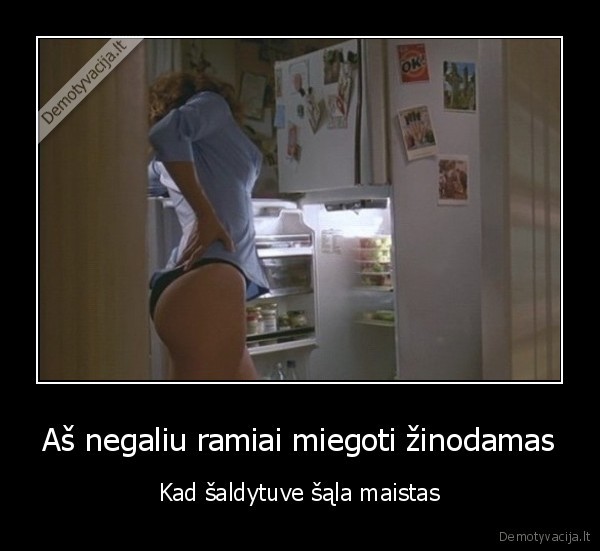 mergina, prie, saldytuvo,noras, valgyti
