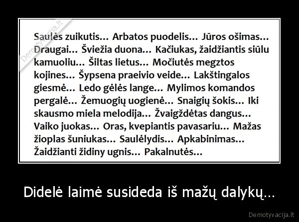 Didelė laimė susideda iš mažų dalykų…