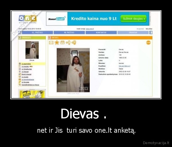 one.lt, dievas