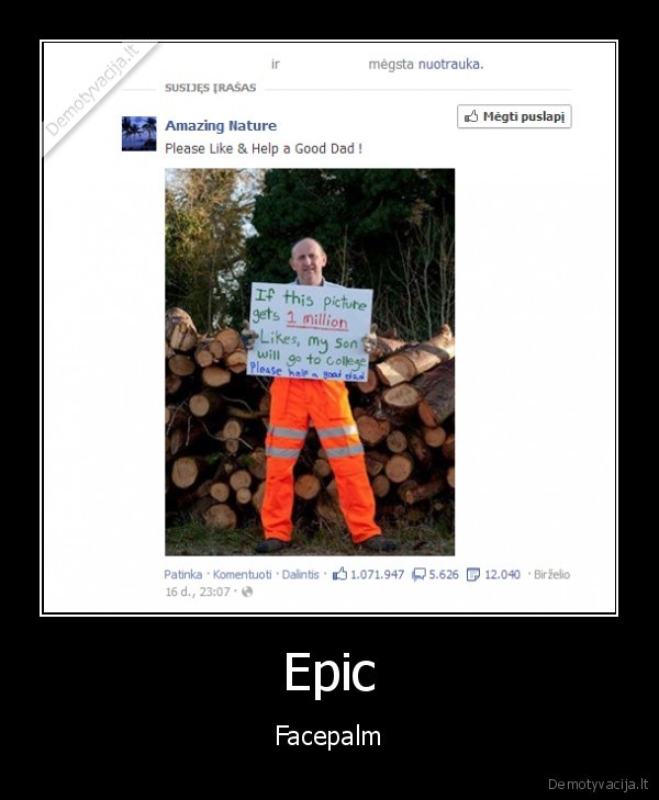 facebook, marketing, like, milijonas, durniu, facepalm