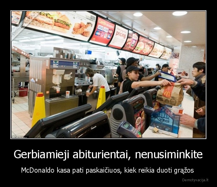 mcdonalds,kasa,abiturientai,matematika