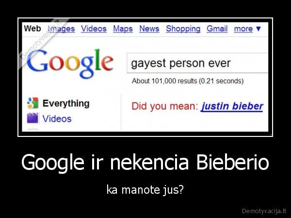 Google ir nekencia Bieberio