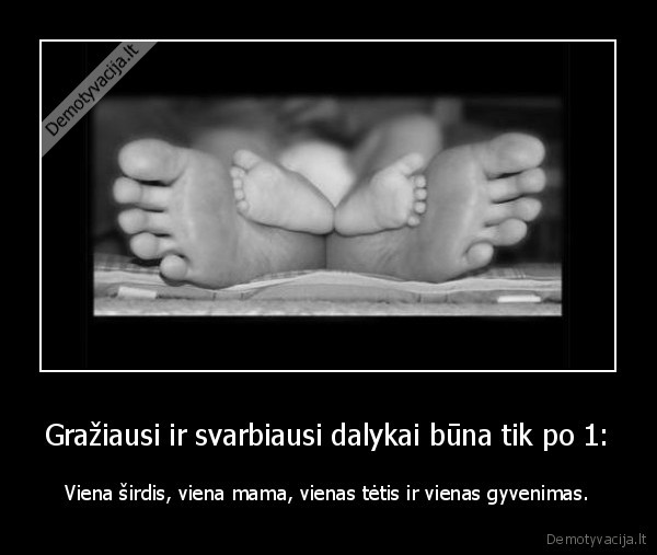 Gražiausi ir svarbiausi dalykai būna tik po 1: