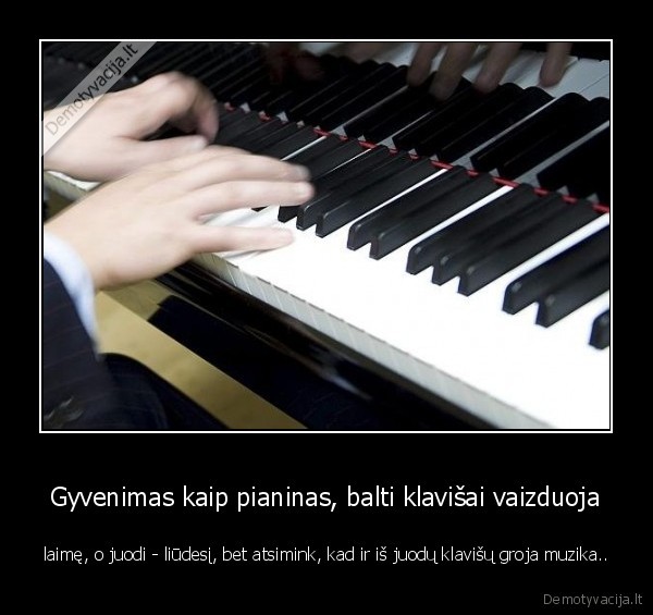 Gyvenimas kaip pianinas, balti klavišai vaizduoja