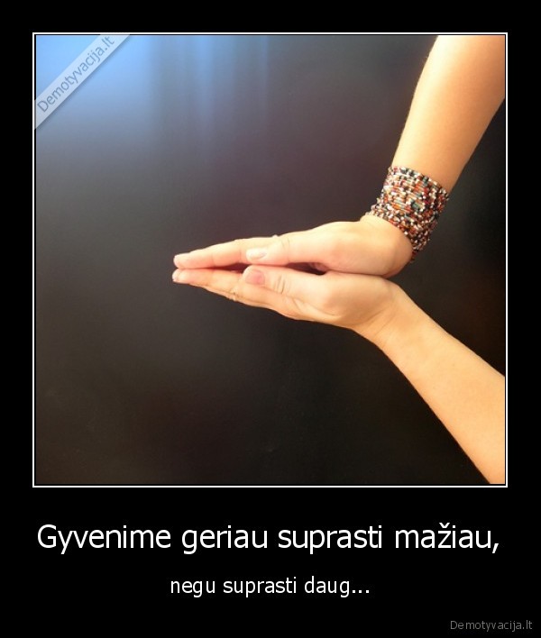 Gyvenime geriau suprasti mažiau,