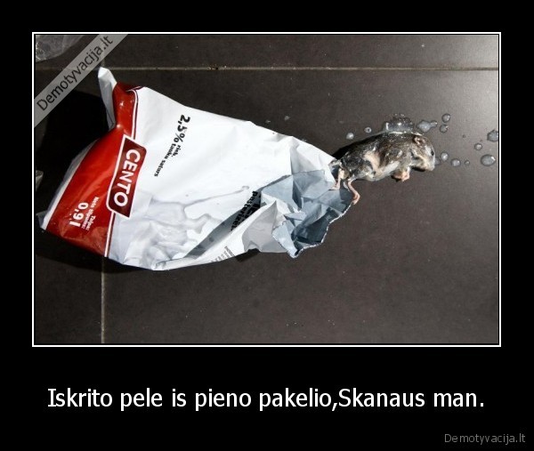 Iskrito pele is pieno pakelio,Skanaus man.