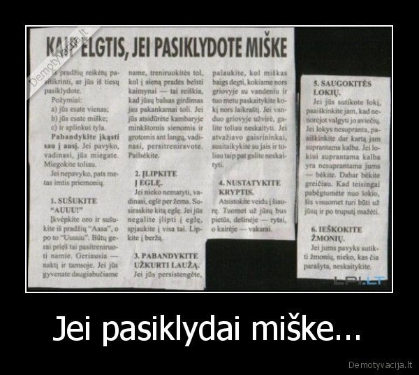 jei, pasiklydai, miske, patarimai