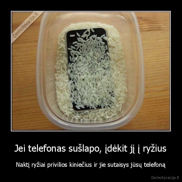 Jei telefonas sušlapo, įdėkit jį į ryžius