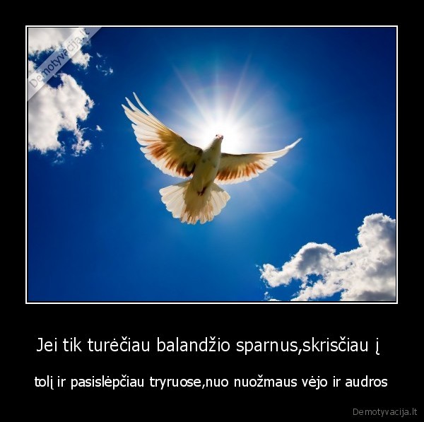 Jei tik turėčiau balandžio sparnus,skrisčiau į 