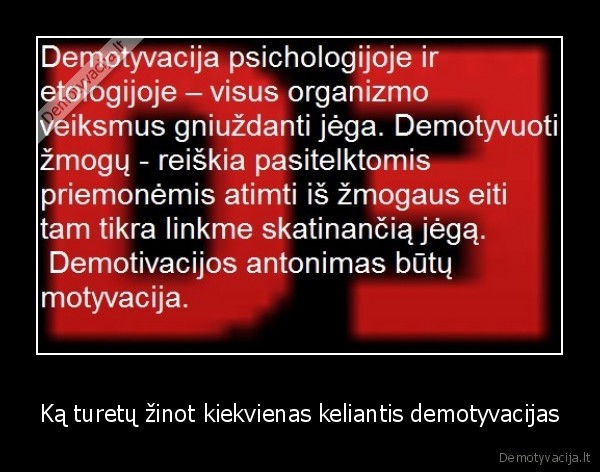 Ką turetų žinot kiekvienas keliantis demotyvacijas