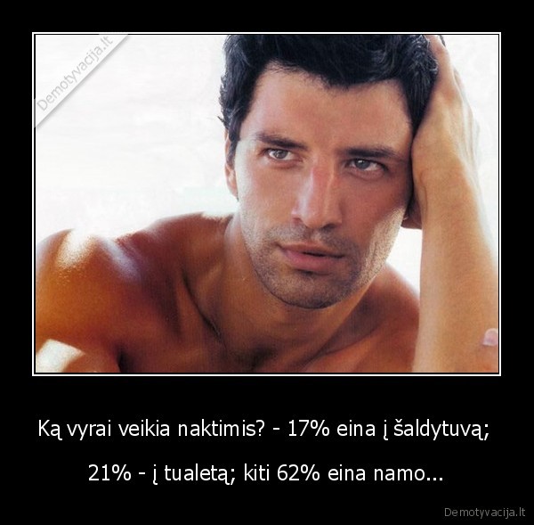 Ką vyrai veikia naktimis? - 17% eina į šaldytuvą; 