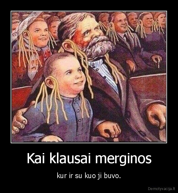 mergina,makaronai,ausys,kabinimas