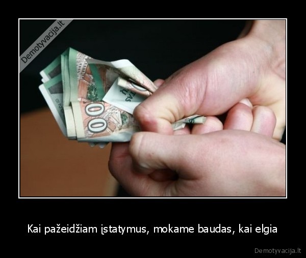 Kai pažeidžiam įstatymus, mokame baudas, kai elgia