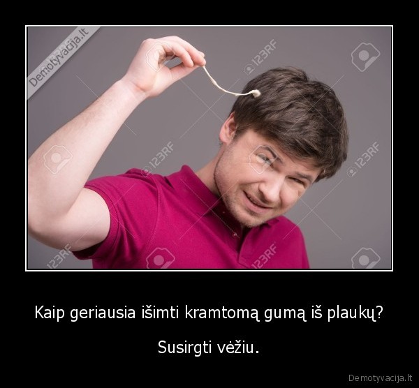 kramtoma,guma,vezys,plaukai