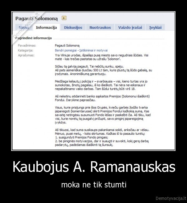 ramanauskas,feisbukas,grupe,pagauti, solomona