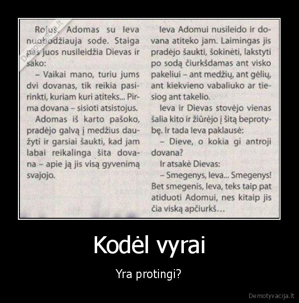protingi, vyrai,dievo, dovanos,adomas, ir, ieva
