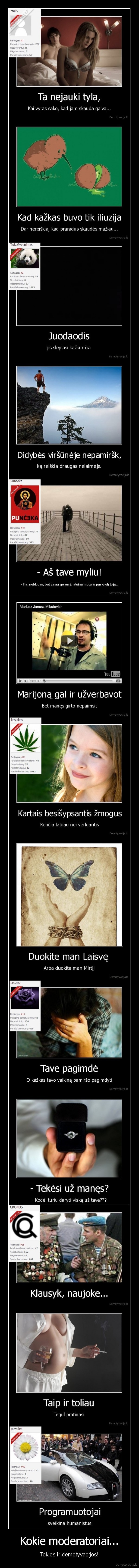 Kokie moderatoriai...