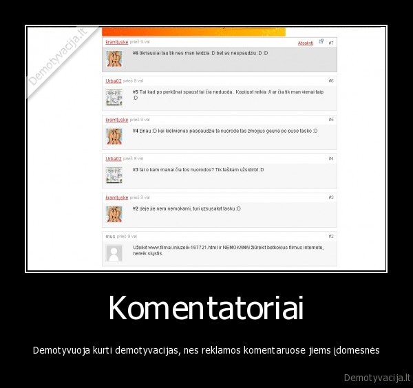 komentatoriai,demotyvacija,reklamos