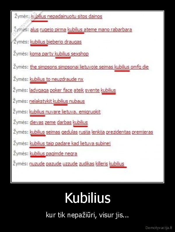 kubilius, gadina, visas, zymes