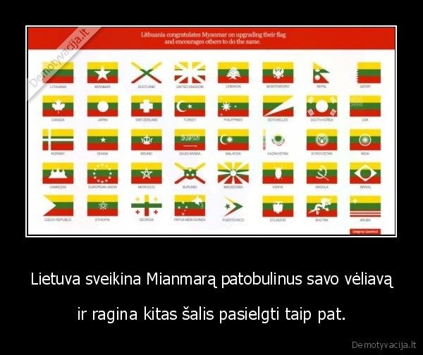 Lietuva sveikina Mianmarą patobulinus savo vėliavą