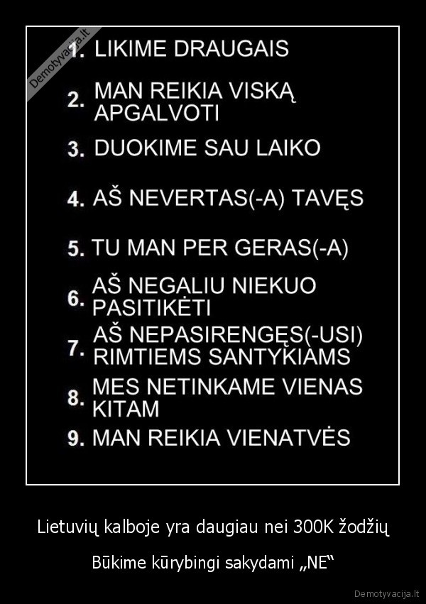 ne, sinonimai