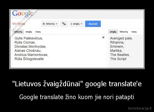&quot;Lietuvos žvaigždūnai&quot; google translate'e