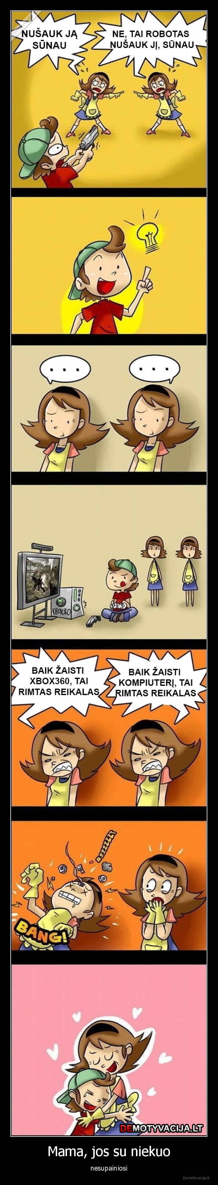 vaikas,mama,robotas,komiksas