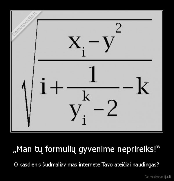 „Man tų formulių gyvenime neprireiks!“