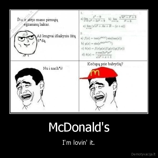 egzaminai, mcdonalds