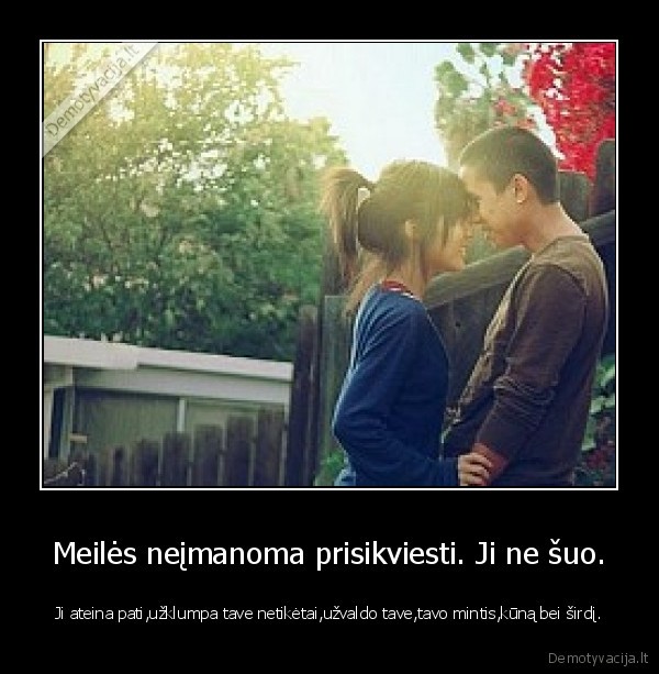 Meilės neįmanoma prisikviesti. Ji ne šuo.