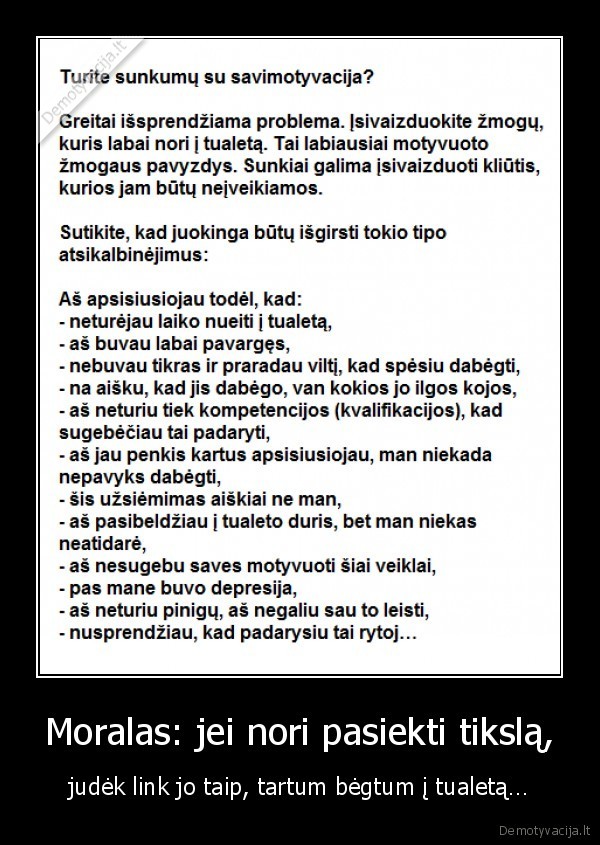 motyvacija, tualetas