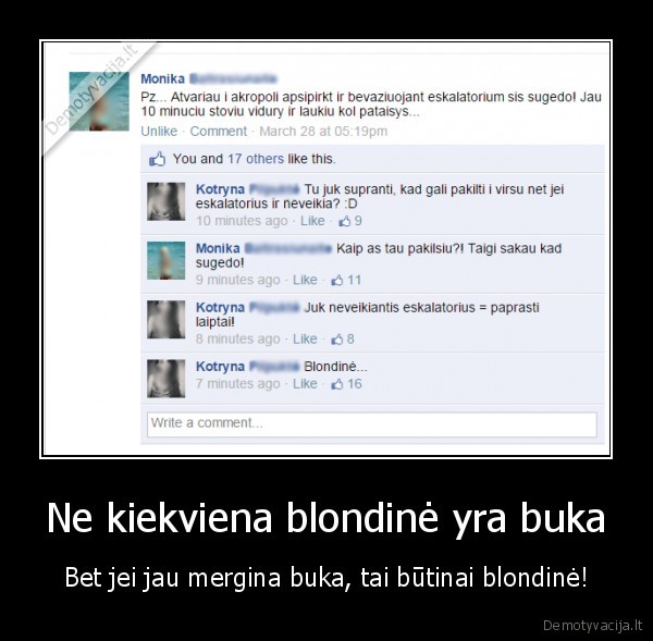 blondines,buka, merga,eskalatorius
