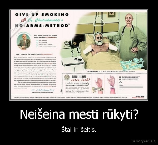 neiseina, mesti, rukyti, nupjautos, rankos