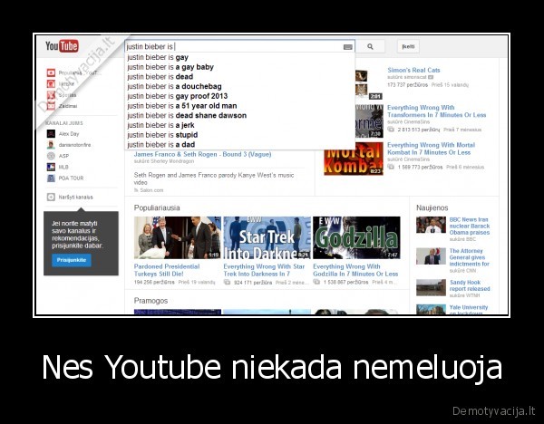 Nes Youtube niekada nemeluoja