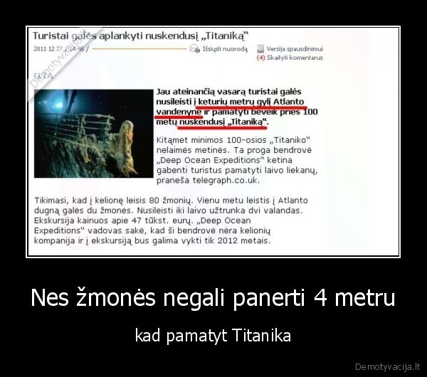 Nes žmonės negali panerti 4 metru