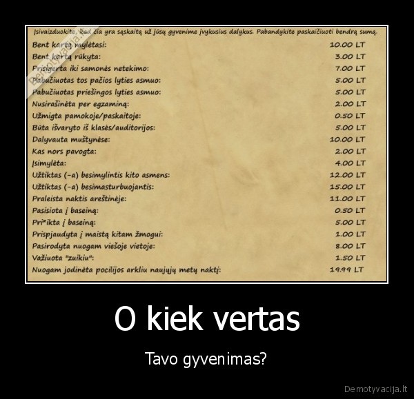 gyvenimo, verte,gyvenimo, ikainojimas