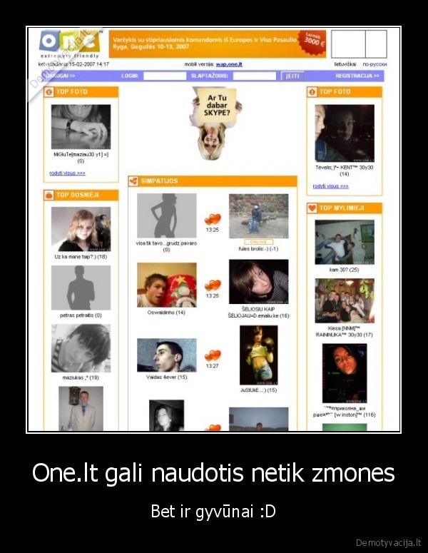 One.lt gali naudotis netik zmones