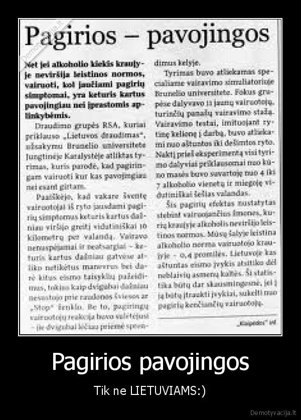 Pagirios pavojingos