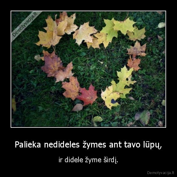 Palieka nedideles žymes ant tavo lūpų,