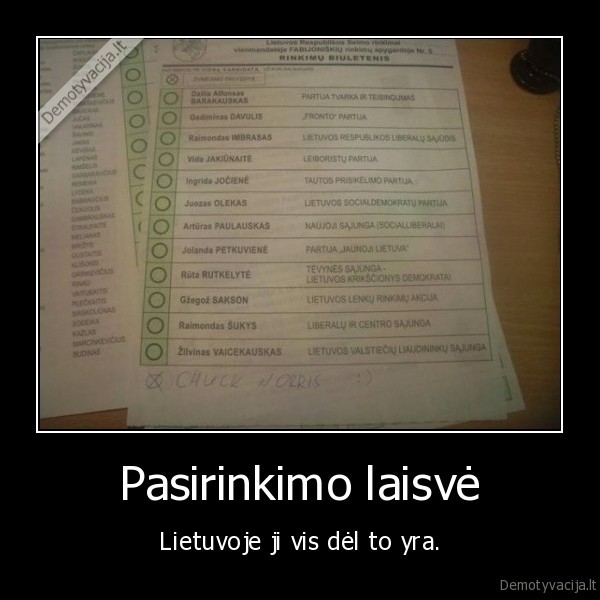 laisve,pasirinkimas,chuck, noriss,balsavimas,lietuva