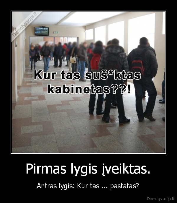 Pirmas lygis įveiktas.