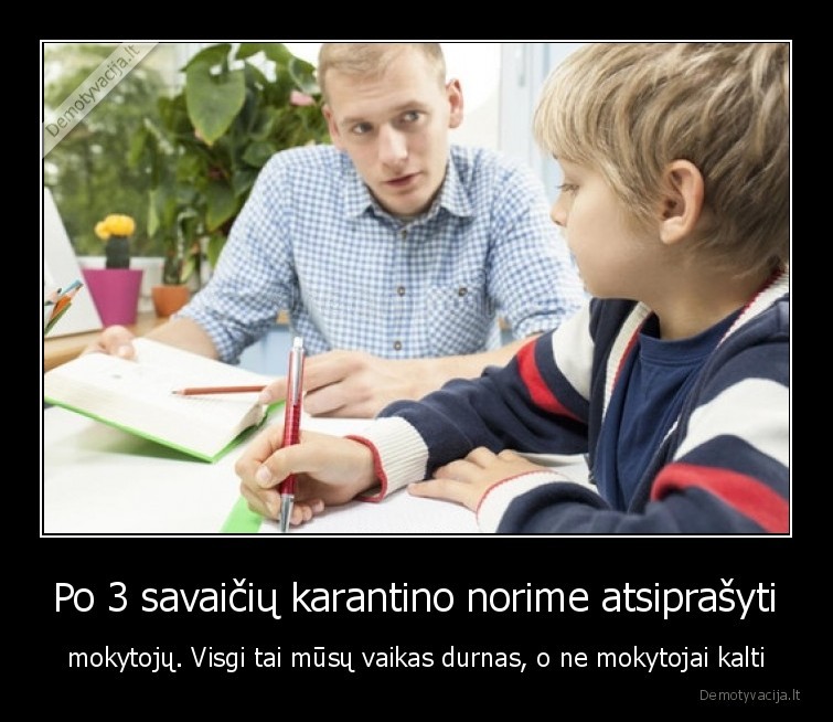 vaikas,tevai,karantinas,mokytojai