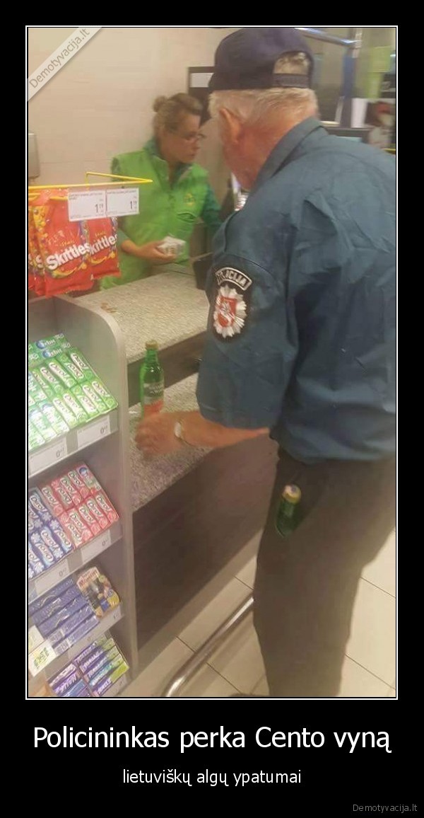 Policininkas perka Cento vyną