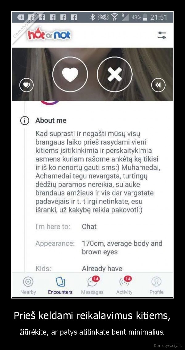 reikalavimai,mergina,achmadai, nesivarginkit