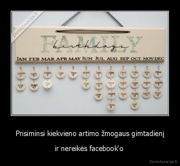 Prisiminsi kiekvieno artimo žmogaus gimtadienį
